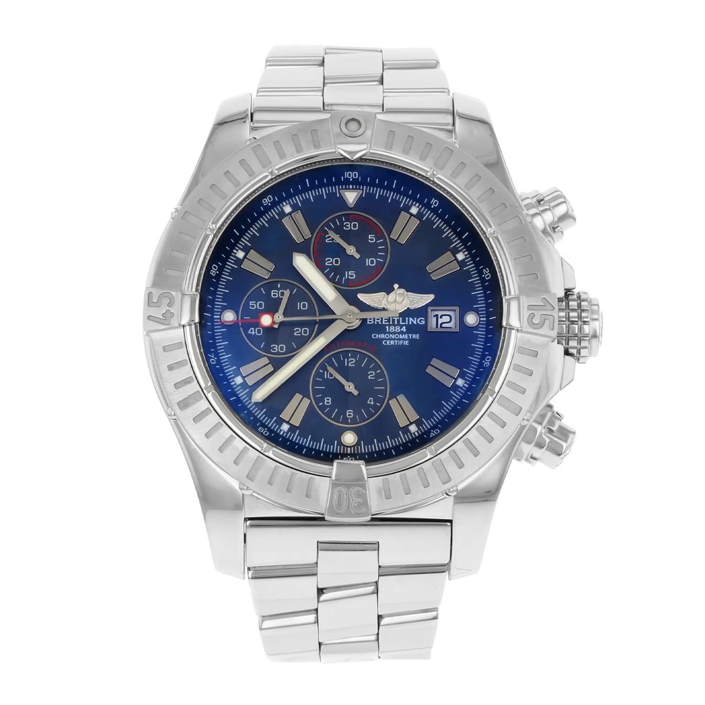 Front Full View Of Breitling A1337011/C757-SS Stainless Steel Watch Display Model Condition {Product Condition}