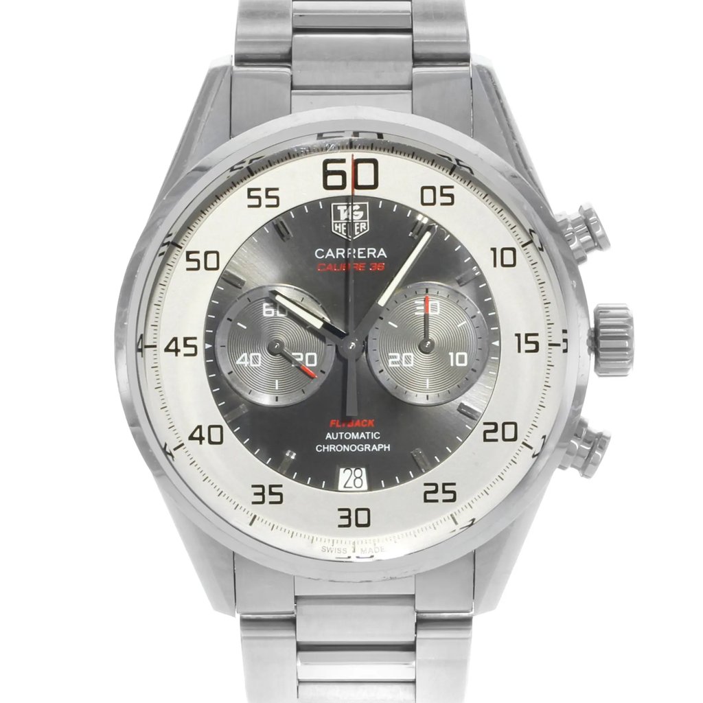 Up Close Front Facing Picture Of TAG Heuer CAR2B11.BA0799 Stainless Steel Watch Pre Owned Condition