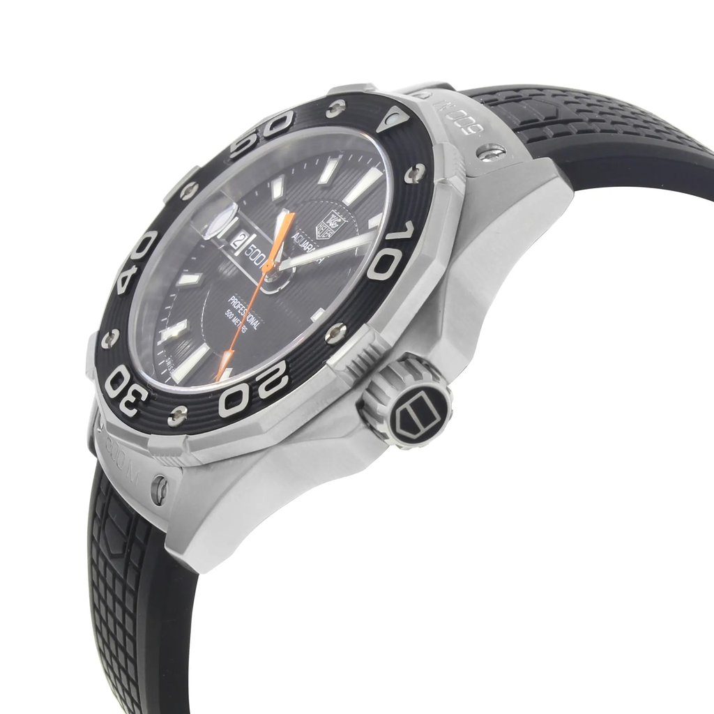 View Of Crown Facing Side Of TAG Heuer WAJ1110.FT6015 Stainless Steel Watch Display Model Condition