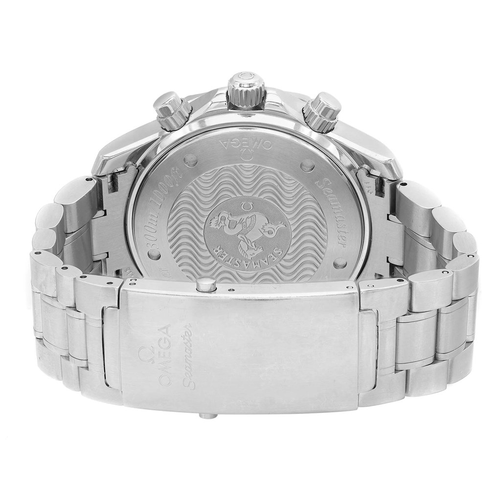 Back View Of Solid Back Case And Closed Stainless Steel Band Of OMEGA 2569.52.00 Watch Pre Owned Condition