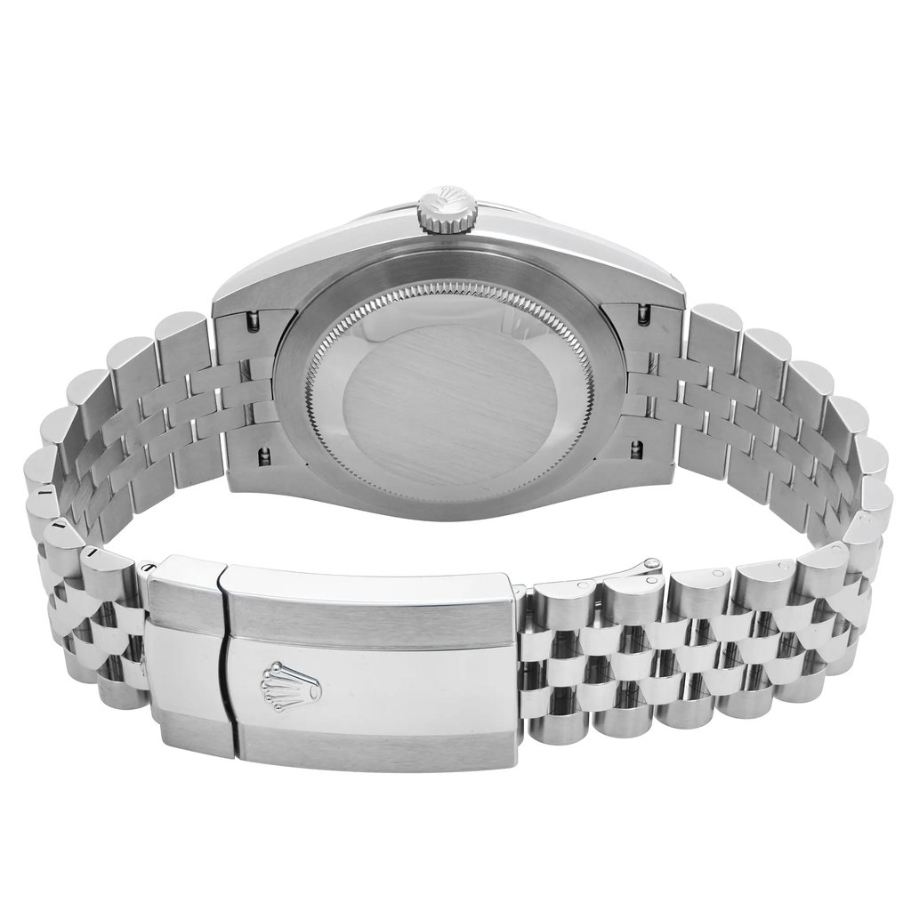 Back View Of Solid Back Case And Closed Stainless Steel Band Of Rolex 126334 Watch Unworn Condition