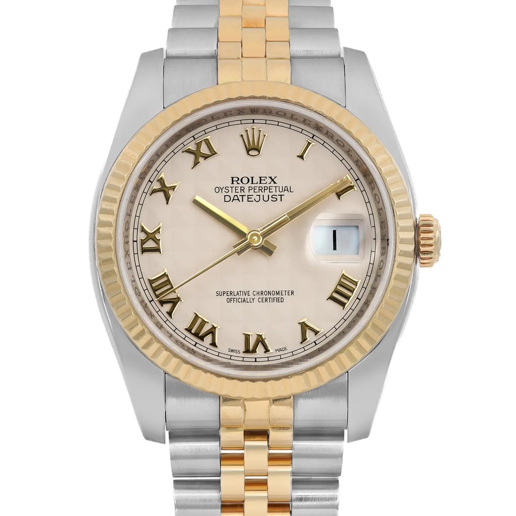 Up Close Front Facing Picture Of Rolex 116233 Stainless Steel Watch Pre Owned Condition