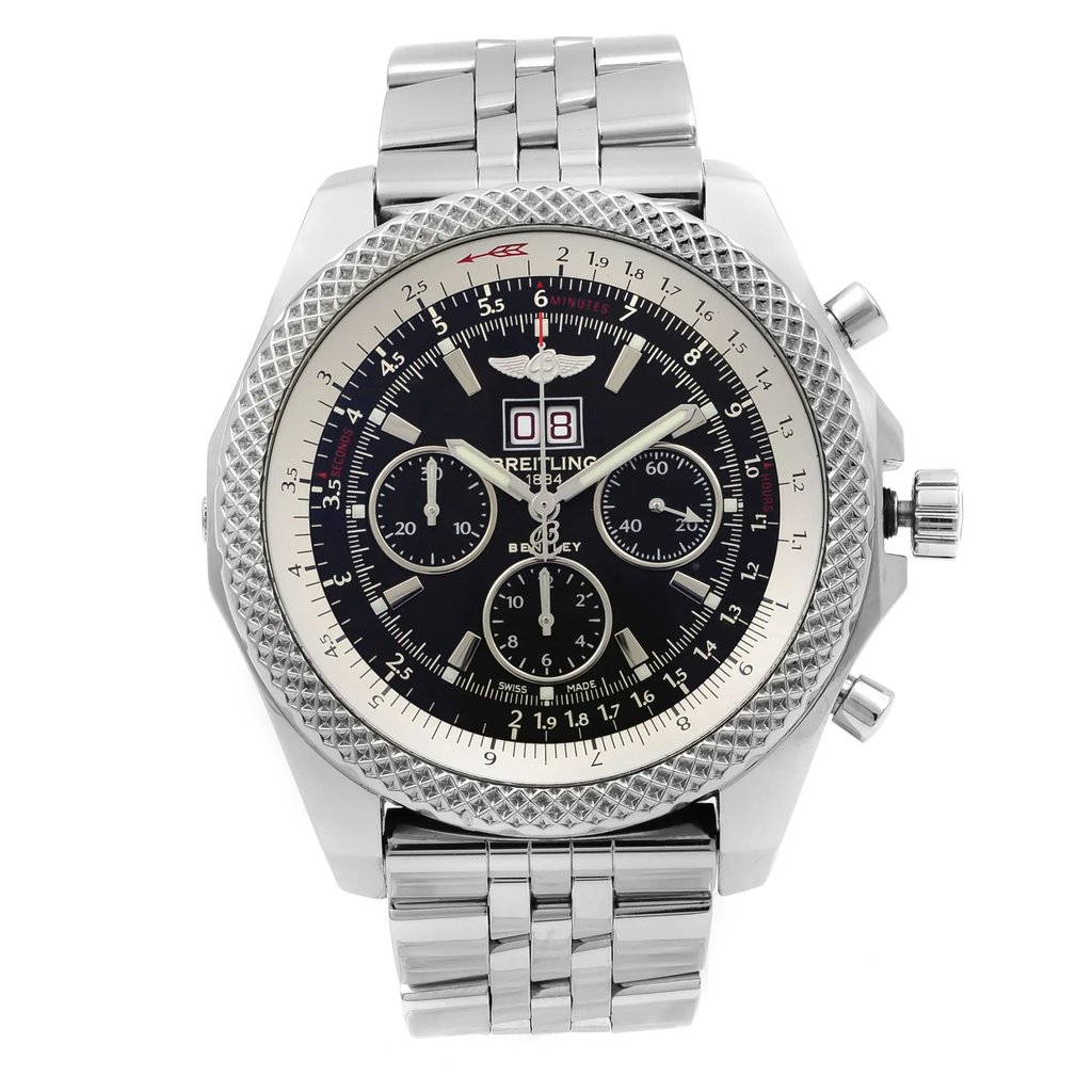 Front Full View Of Breitling A44364 Stainless Steel Watch Pre Owned Condition {Product Condition}