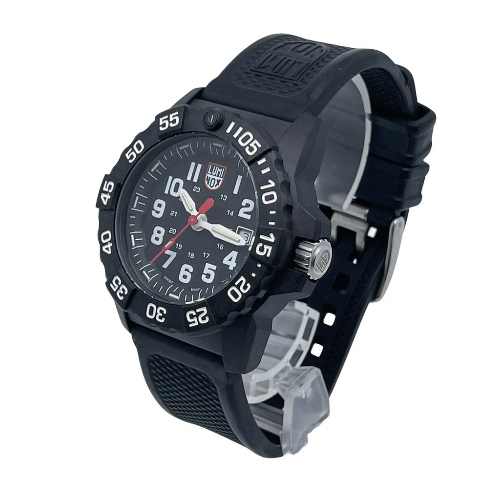 View Of Crown Facing Side Of Luminox XS.3501.F Carbon Watch Pre Owned Condition