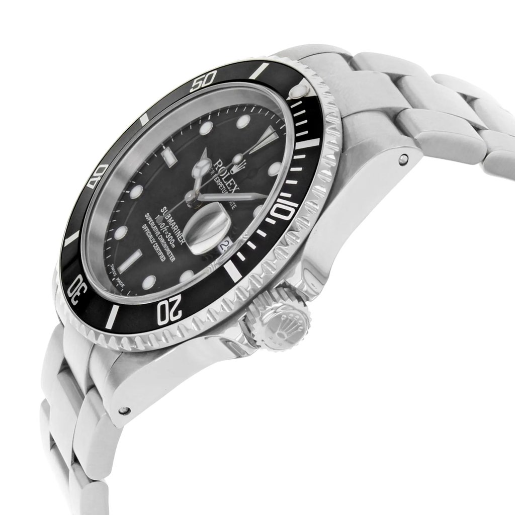 View Of Crown Facing Side Of Rolex 16610 Stainless Steel Watch Pre Owned Condition