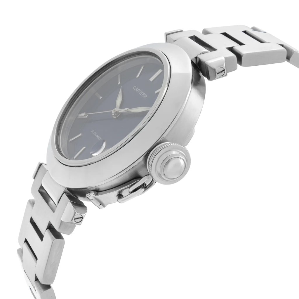 View Of Crown Facing Side Of Cartier W31014M7 Stainless Steel Watch Pre Owned Condition