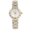 An image of a Wristwatch by TAG Heuer. This Pre Owned item is designed for Women, featuring a Dress/Formal style. It has a Quartz movement and an Analog display with a Silver guilloche dial color. The indices include Diamonds. The band is made of Stainless Steel and the case is made of Stainless Steel. The watch has a Round shape with a case size of 34 mm and a case thickness of 10 mm.
