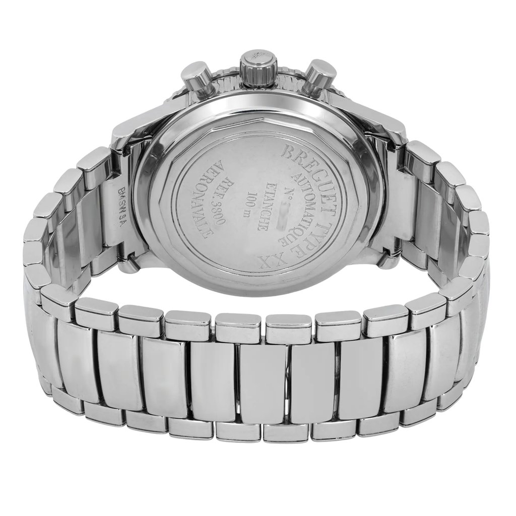 Back View Of Solid Back Case And Closed Stainless Steel Band Of Breguet 3800ST/92/SW9 Watch Pre Owned Condition