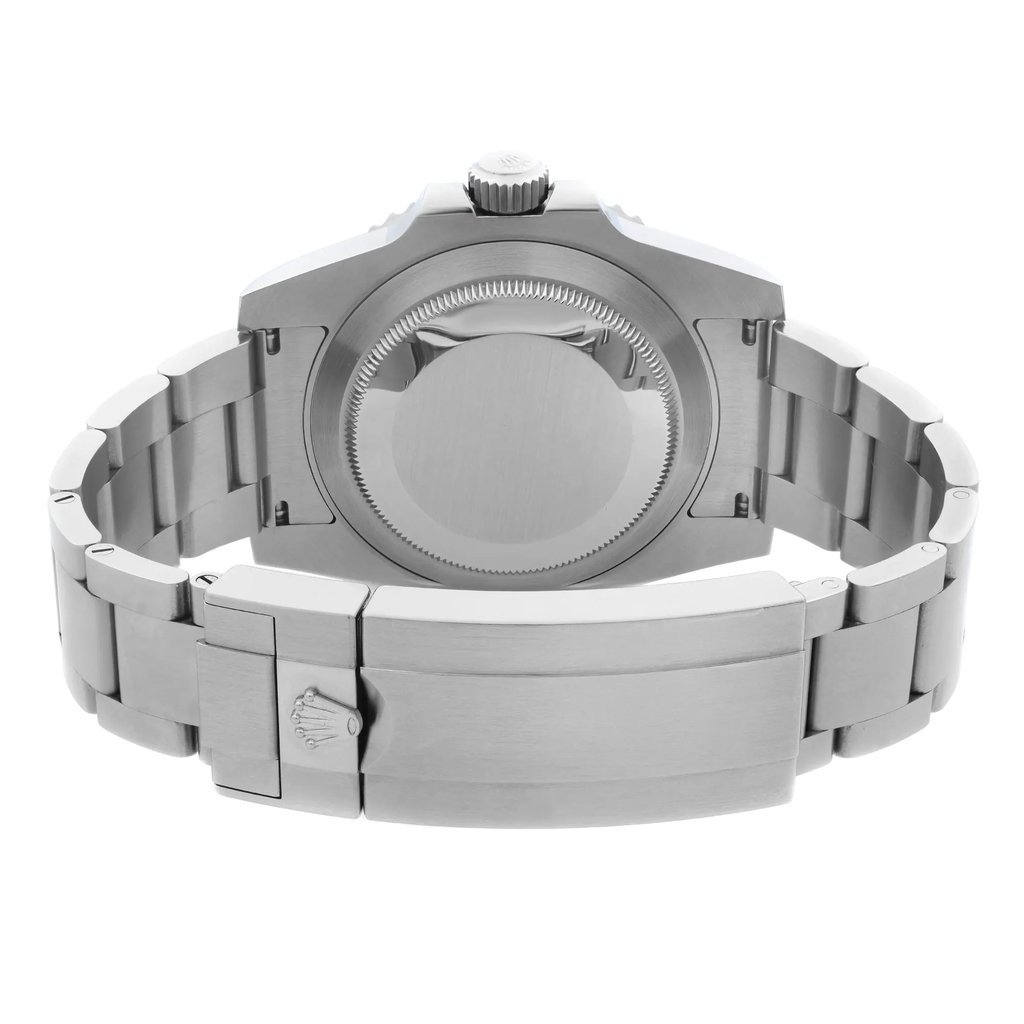 Back View Of Solid Back Case And Closed Stainless Steel Band Of Rolex 116610LV Watch Pre Owned Condition