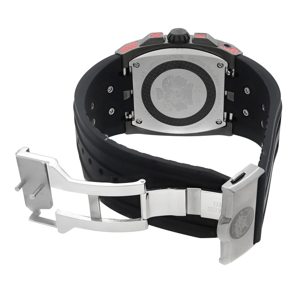 Back View Of Screwback Back Case And Open Rubber Band Of Savoy D7204D.02D.RB12 Watch New With Defects Condition