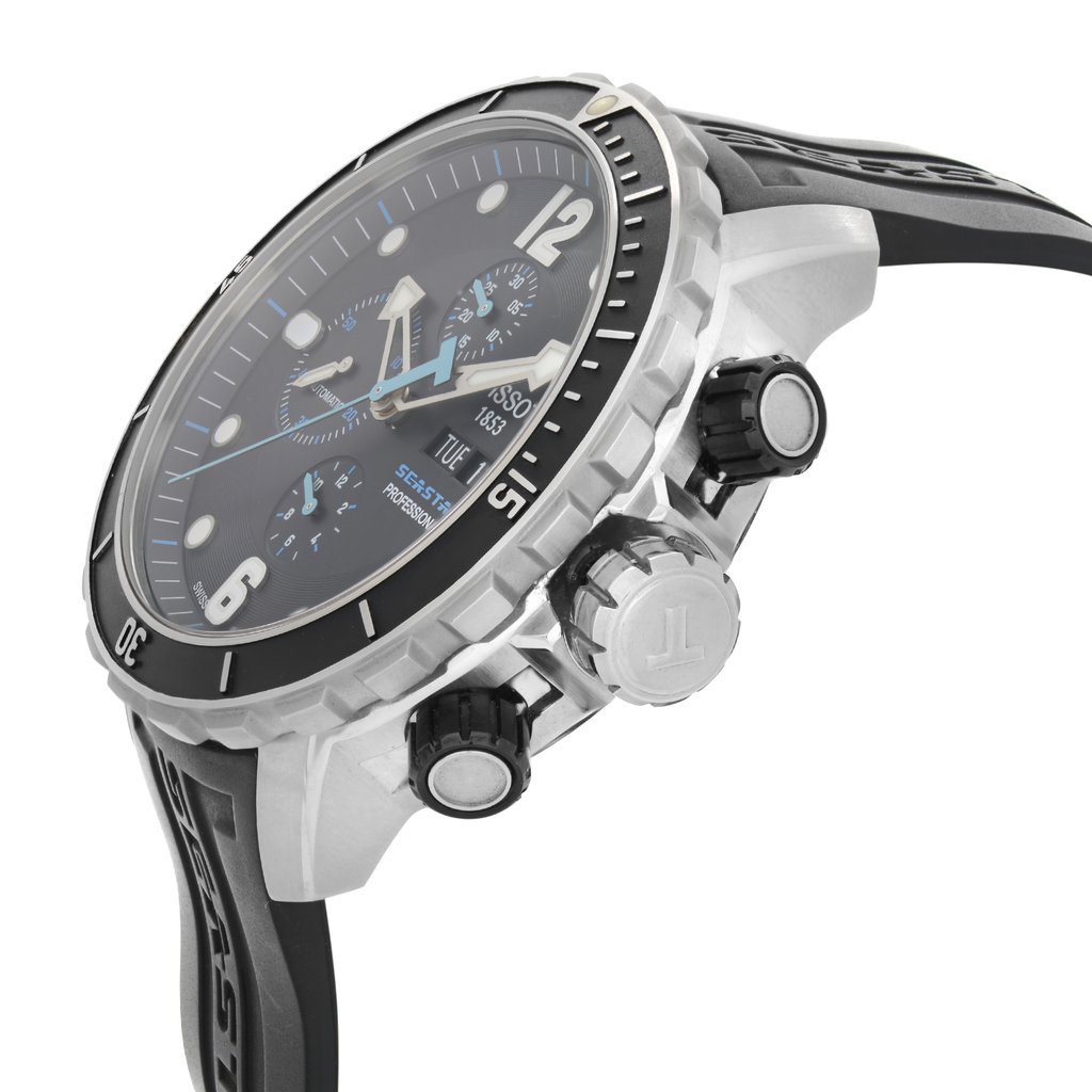 View Of Crown Facing Side Of Tissot T066.414.17.057.00 Stainless Steel Watch Pre Owned Condition