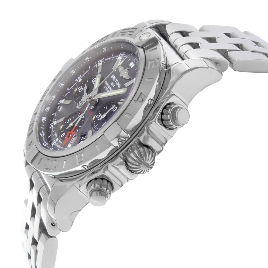 View Of Crown Facing Side Of Breitling AB042011/F561-375A Stainless Steel Watch Display Model Condition
