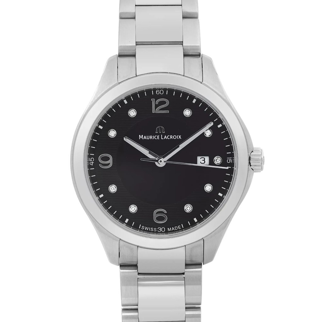 Up Close Front Facing Picture Of Maurice Lacroix MI1014-SS002-350 Stainless Steel Watch Unworn Condition