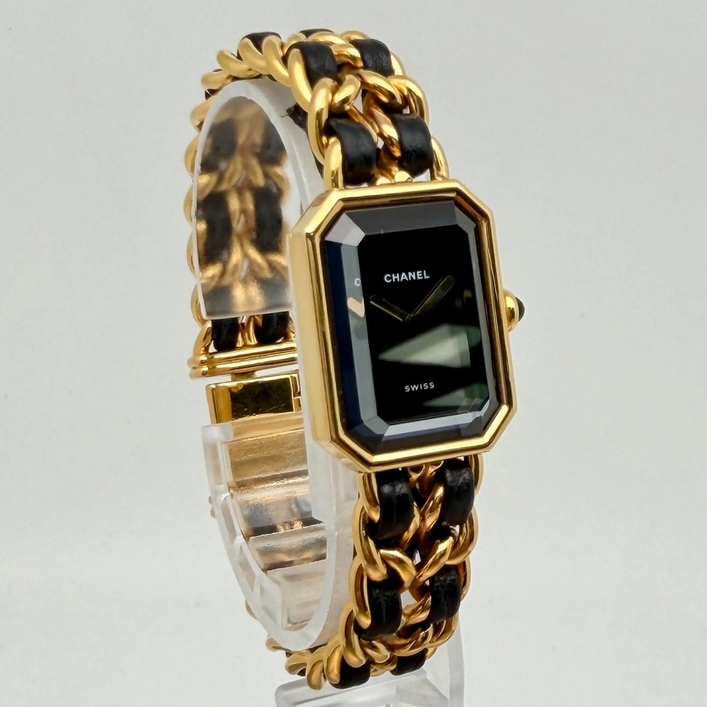 View Of Opposite Crown Facing Side Of Chanel H0001 Gold Plated Watch Pre Owned Condition