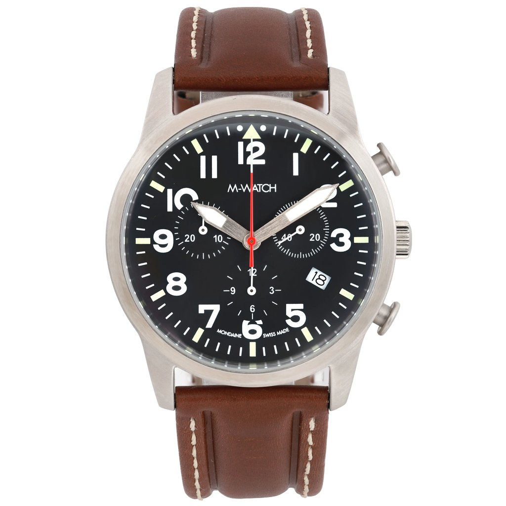 Front Full View Of M-Watch WBL.08420.LG Stainless Steel Watch Pre Owned Condition Excellent