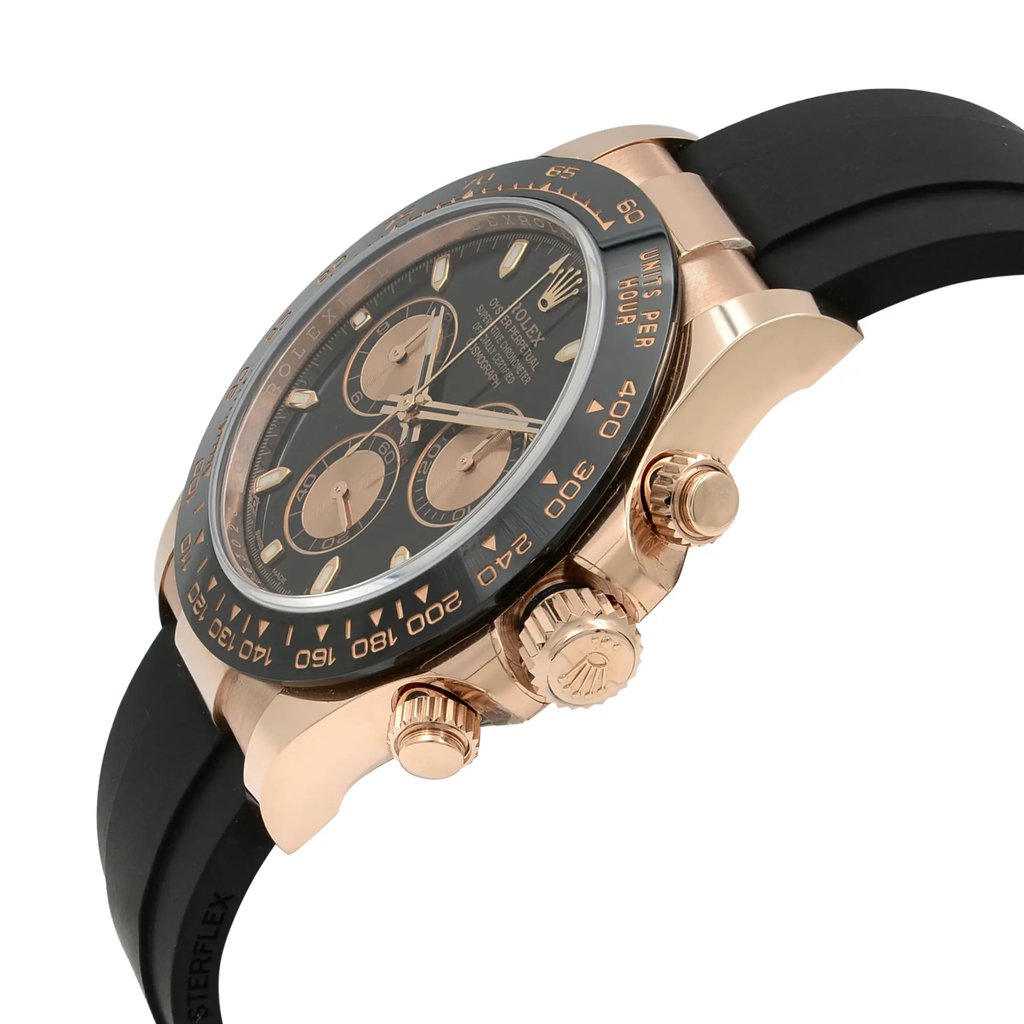 View Of Crown Facing Side Of Rolex 116515LN Rose Gold Watch New Condition
