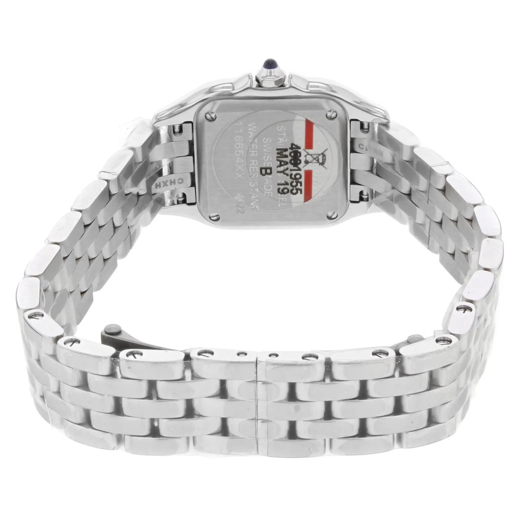 Back View Of {Caseback} Back Case And Closed Stainless Steel Band Of Cartier WSPN0006 Watch Unworn Condition