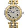 Up Close Front Facing Picture Of Cartier 183964 Stainless & Solid Gold Watch Pre Owned Condition