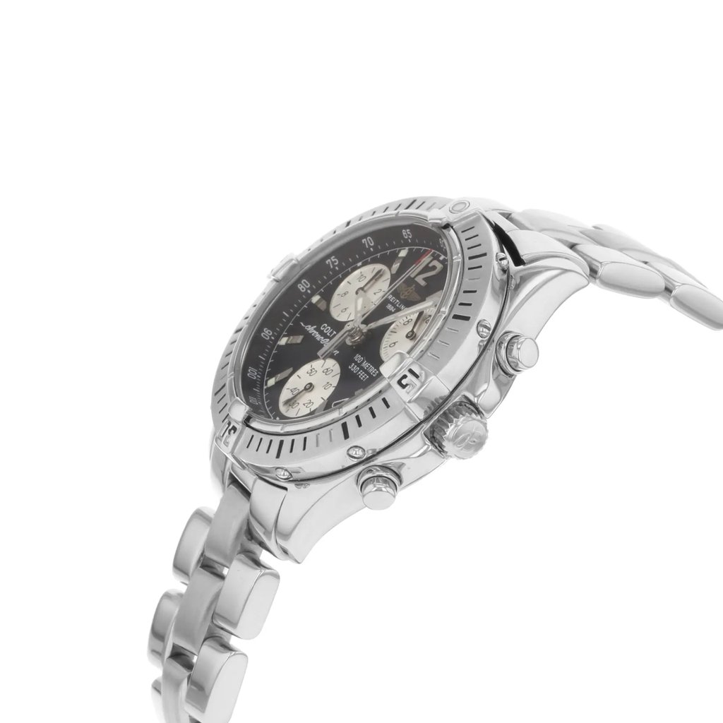 View Of Crown Facing Side Of Breitling Colt Ocean Stainless Steel Watch Pre Owned Condition
