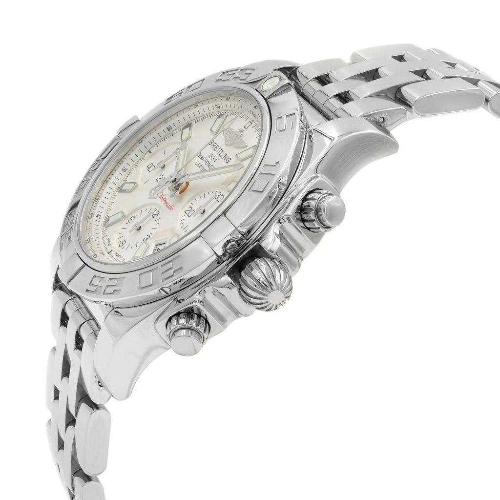 View Of Crown Facing Side Of Breitling AB014012/G711-378A Stainless Steel Watch New With Defects Condition