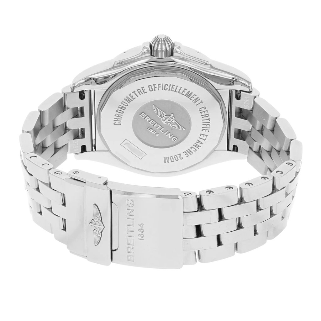 Back View Of {Caseback} Back Case And Closed Stainless Steel Band Of Breitling A45320B9/C902-375A Watch Display Model Condition