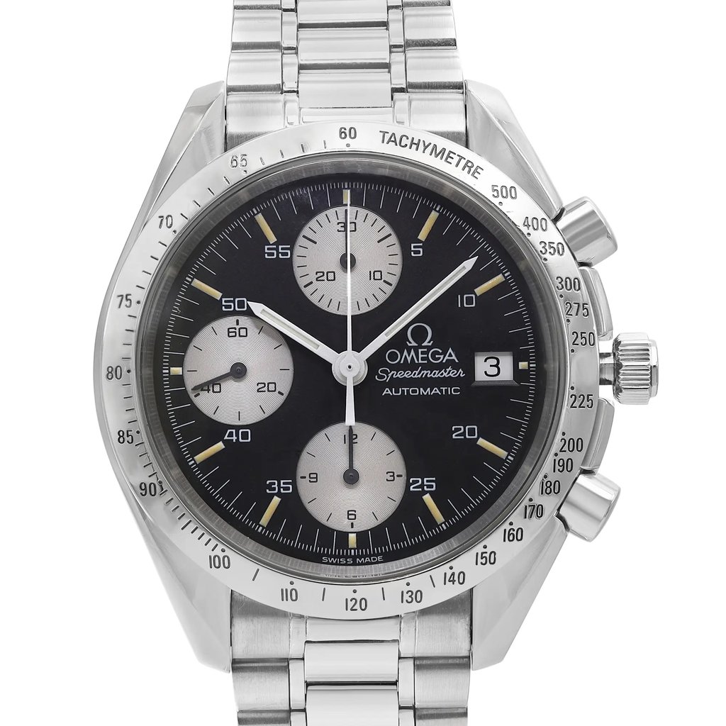 Up Close Front Facing Picture Of Omega 3511.50.00 Stainless Steel Watch Pre Owned Condition