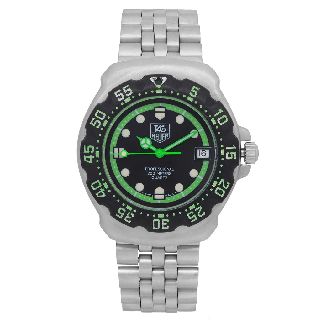 Front Full View Of TAG Heuer 375.513 Stainless Steel Watch Pre Owned Condition Fair