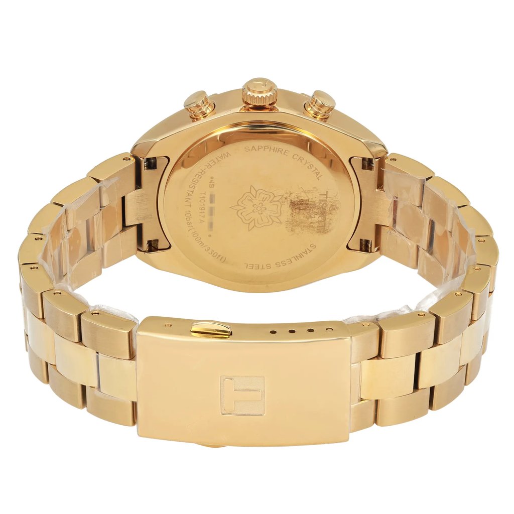 Back View Of Snap Back Case And Closed Stainless Steel Band Of Tissot T101.917.33.116.01 Watch Pre Owned Condition