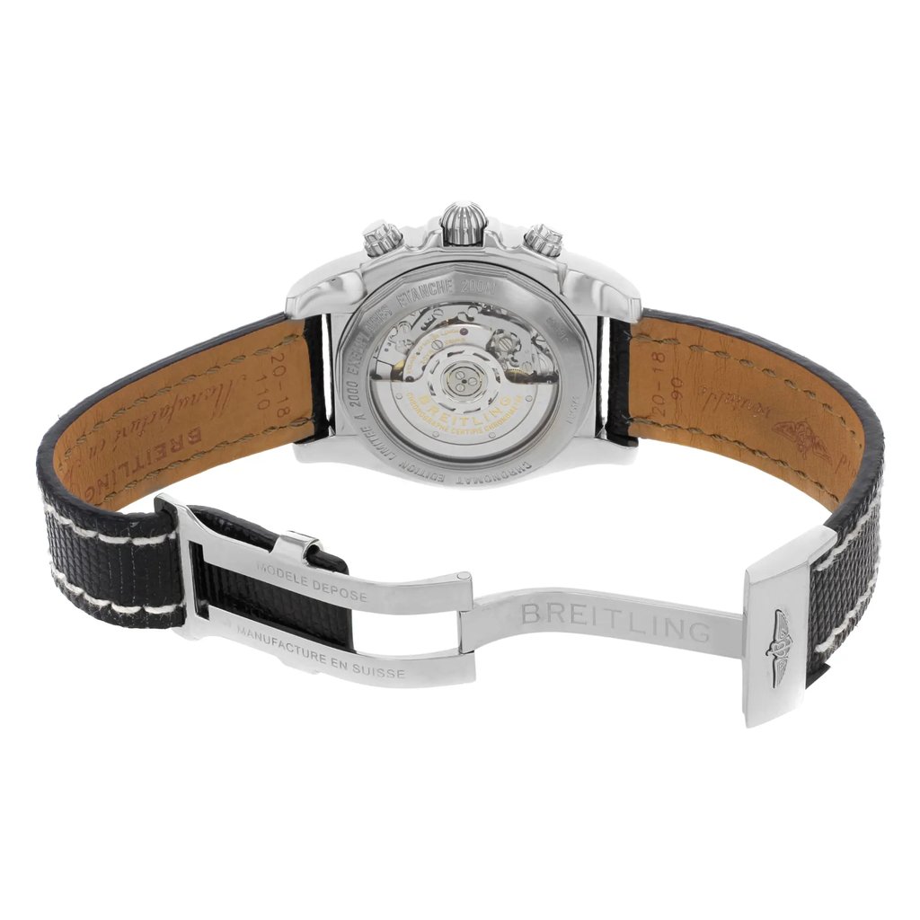 Back View Of {Caseback} Back Case And Open Leather Band Of Breitling AB014112/BB47 Watch Pre Owned Condition