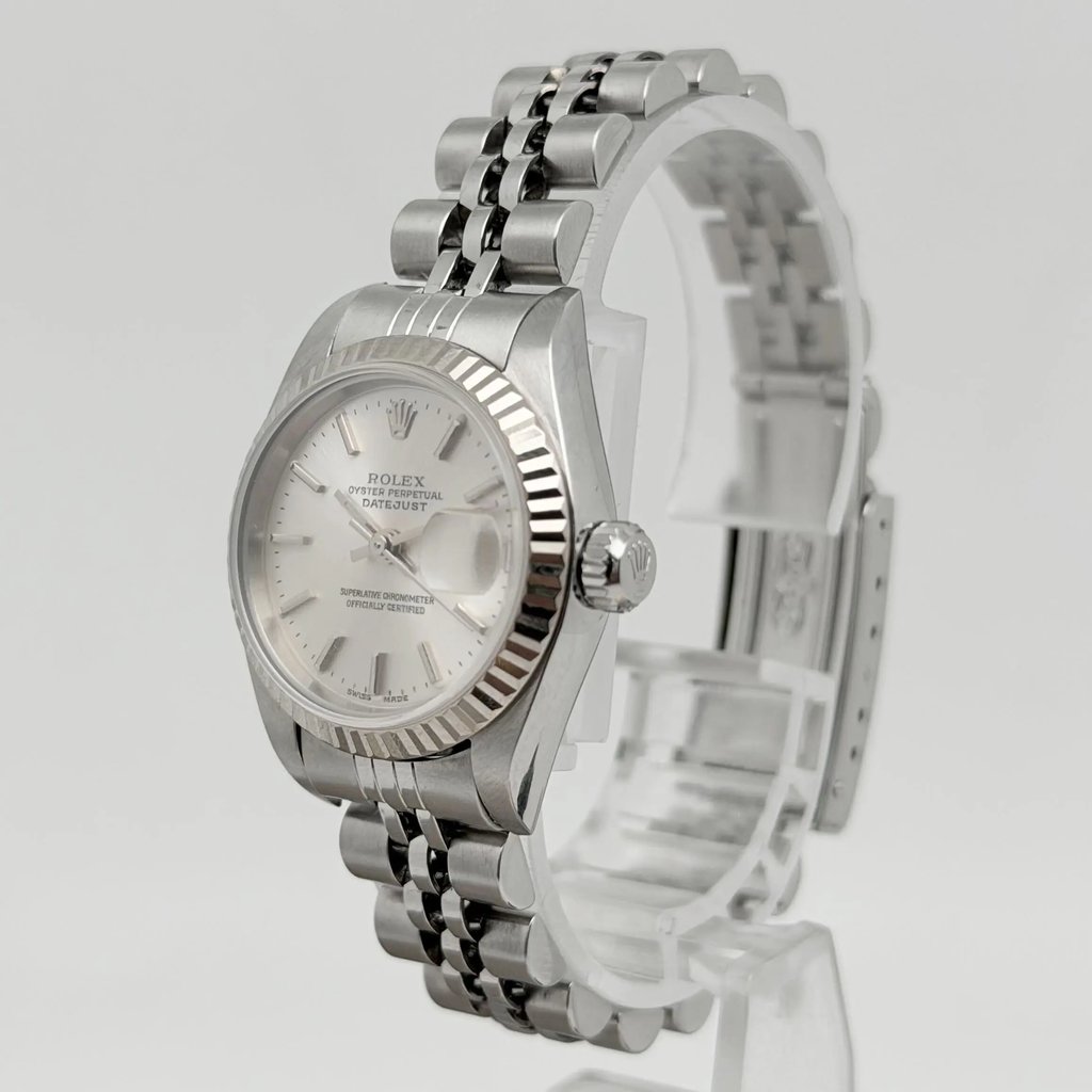 View Of Crown Facing Side Of Rolex 79174 Stainless Steel Watch Pre Owned Condition
