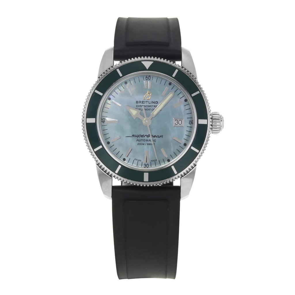 Front Full View Of Breitling a17321 Stainless Steel Watch Pre Owned Condition {Product Condition}