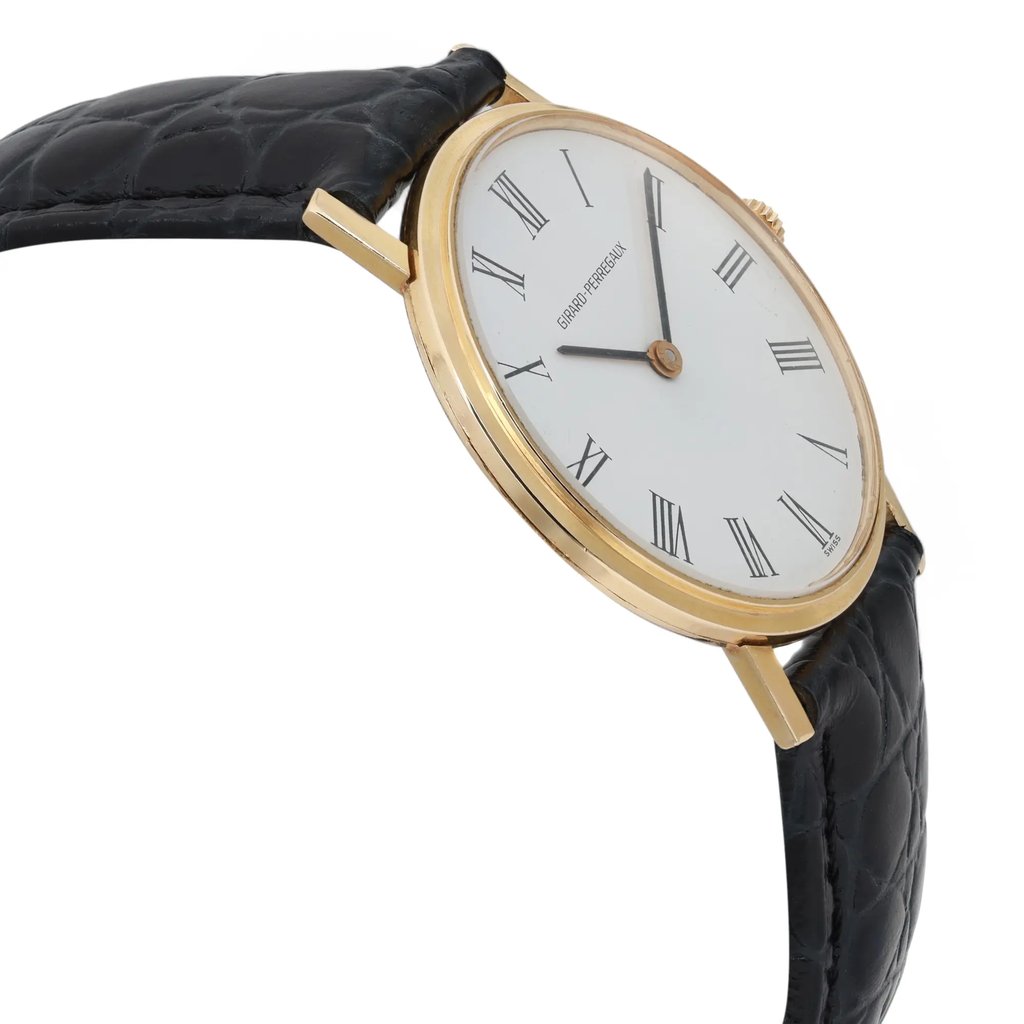 View Of Opposite Crown Facing Side Of Girard-Perregaux 3719 Yellow Gold Watch Pre Owned Condition