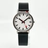 Up Close Front Facing Picture Of Mondaine A660.30314.160M Stainless Steel Watch Display Model Condition