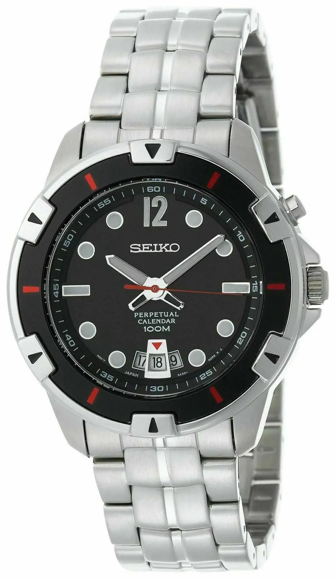 Front Full View Of Seiko SNQ085 Stainless Steel Watch Pre Owned Condition Good
