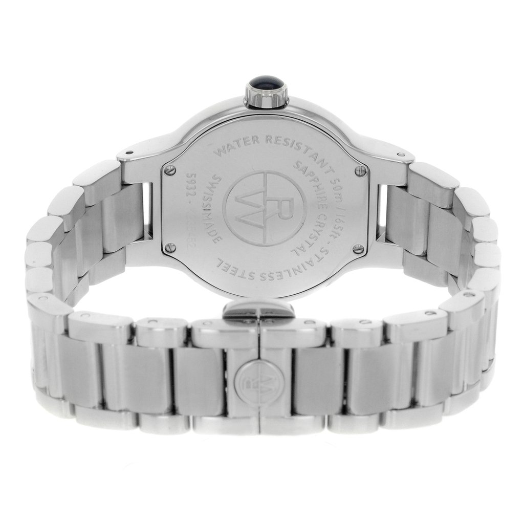 Back View Of Solid Back Case And Closed Stainless Steel Band Of RAYMOND WEIL 5932-ST-00990 Watch Display Model Condition