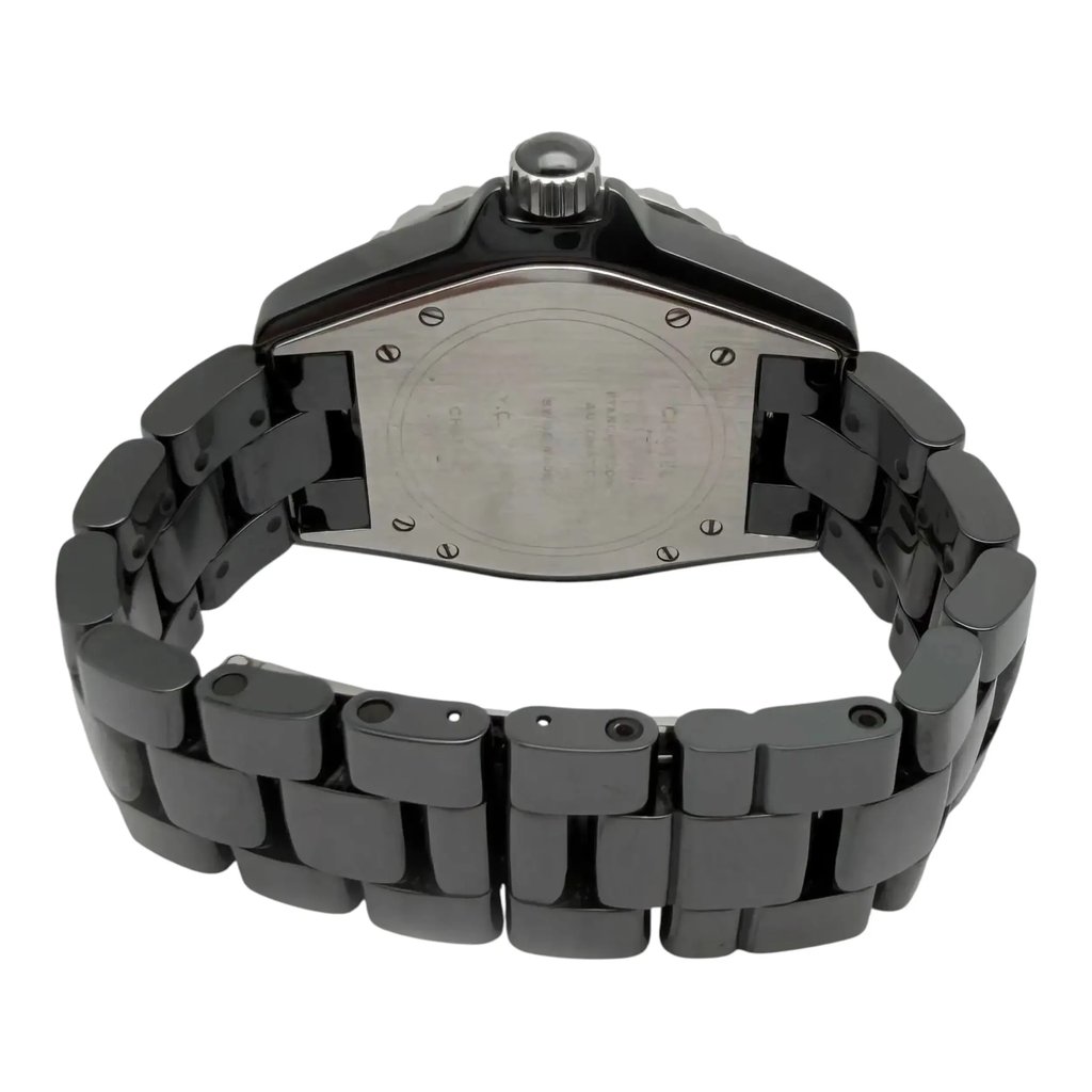 Back View Of {Caseback} Back Case And Closed Ceramic Band Of Chanel H0685 Watch Pre Owned Condition