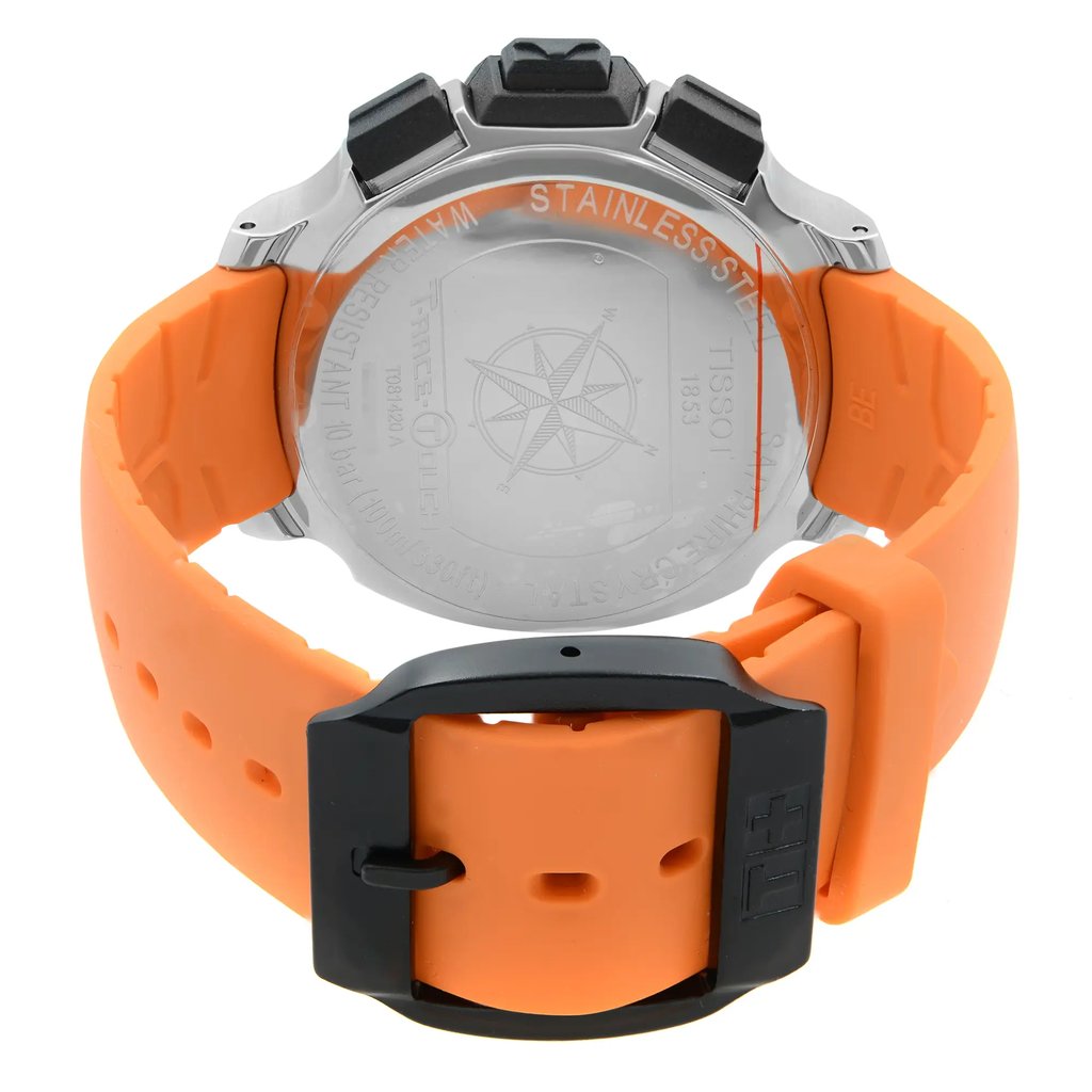 Back View Of Solid Back Case And Closed Rubber,Silicone Band Of Tissot T081.420.17.057.02 Watch Pre Owned Condition