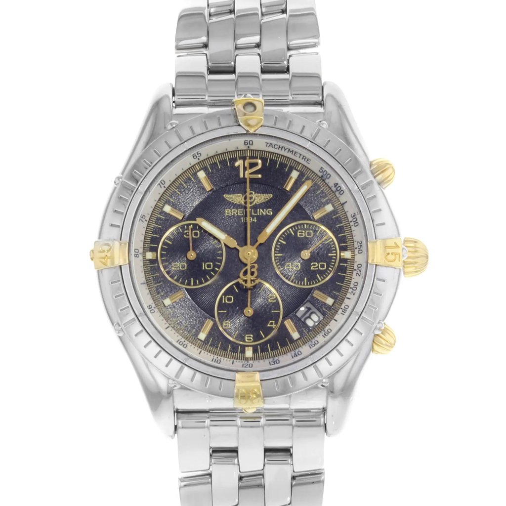 Up Close Front Facing Picture Of Breitling B30012 Stainless Steel Watch Pre Owned Condition