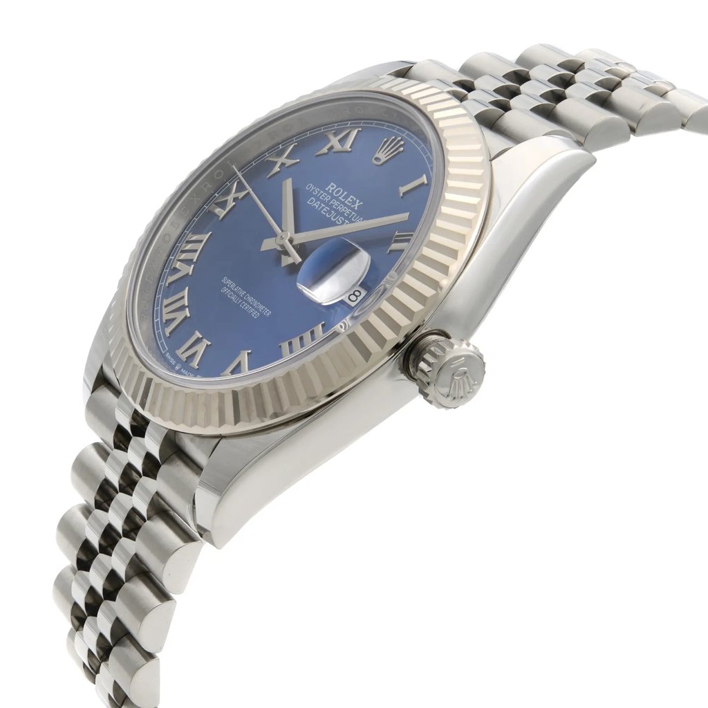 View Of Crown Facing Side Of Rolex 126334 blrj Stainless Steel Watch Pre Owned Condition