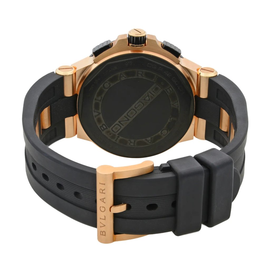 Back View Of {Caseback} Back Case And Closed Rubber Band Of Bvlgari 101987 Watch Pre Owned Condition