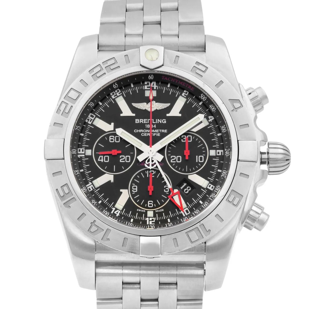 Up Close Front Facing Picture Of Breitling AB041210/BB48-384A Stainless Steel Watch Pre Owned Condition