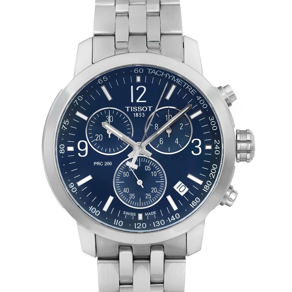 Up Close Front Facing Picture Of TISSO T1144171104700 Stainless Steel Watch Pre Owned Condition