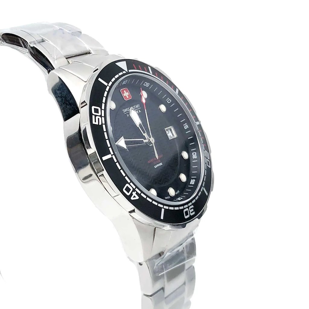View Of Opposite Crown Facing Side Of Swiss Military Hanowa 06-5315.04.007 Stainless Steel Watch Unworn Condition