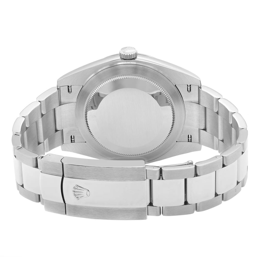Back View Of Solid Back Case And Closed Stainless Steel Band Of Rolex 126334 Watch Pre Owned Condition
