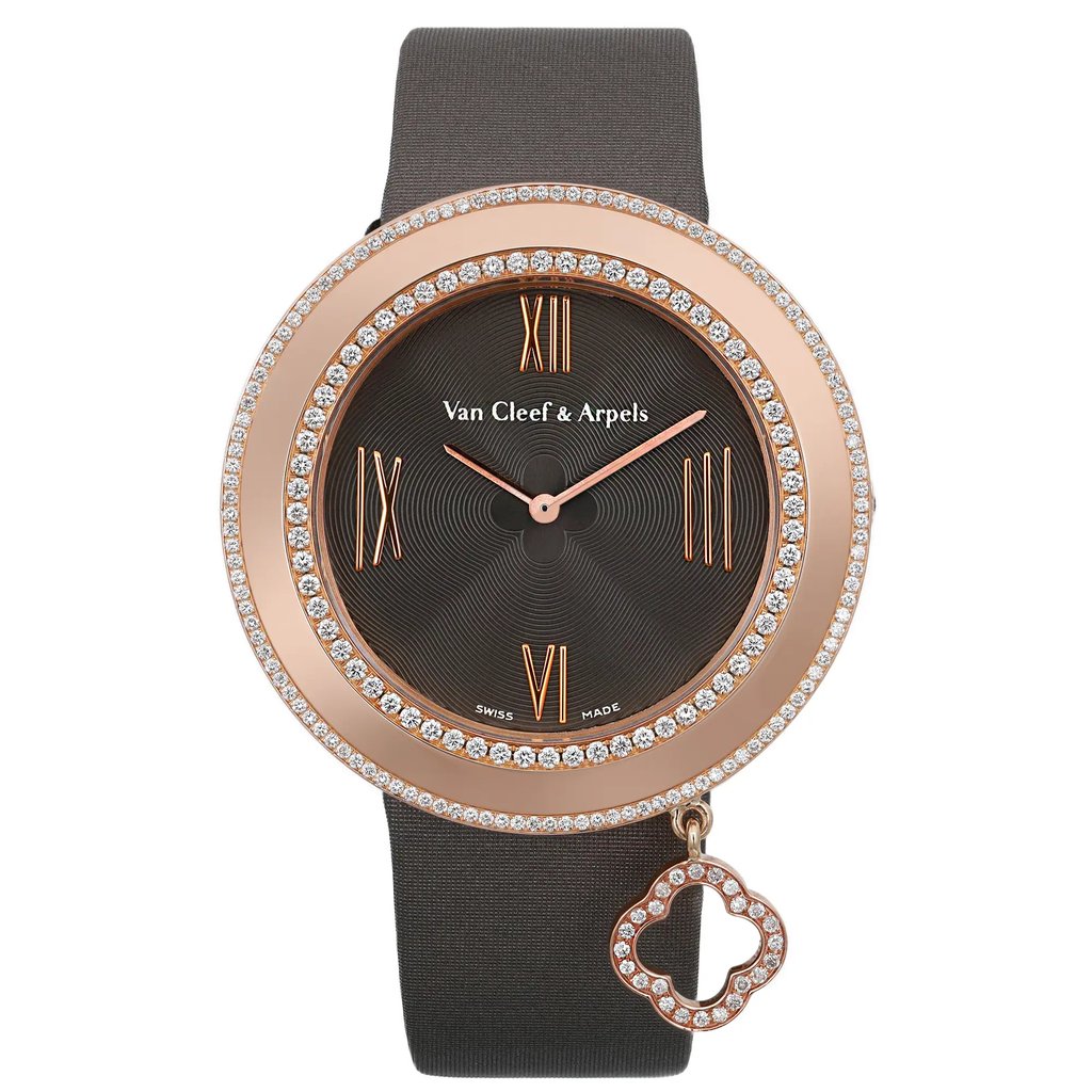 Front Full View Of Van Cleef & Arpels VCARN01400 Rose Gold Watch Pre Owned Condition Excellent