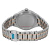 An image of a wristwatch taken from the back view, showcasing the closed clasp. The watch features a brushed silver case and a two-tone metal bracelet with alternating silver and gold links. The brand name "Tudor" is engraved on the clasp. The image is captured from a close distance, highlighting the unworn condition and fine details of the craftsmanship.