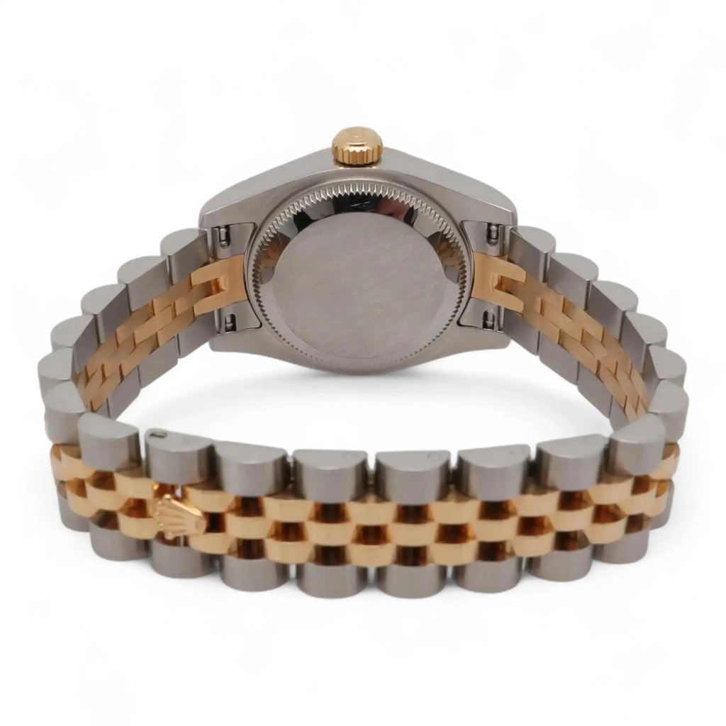 Back View Of Screwback Back Case And Closed Silicone Band Of Rolex 179173 Watch Pre Owned Condition