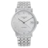 Up Close Front Facing Picture Of Longines L4.809.4.77.6 Stainless Steel Watch Display Model Condition