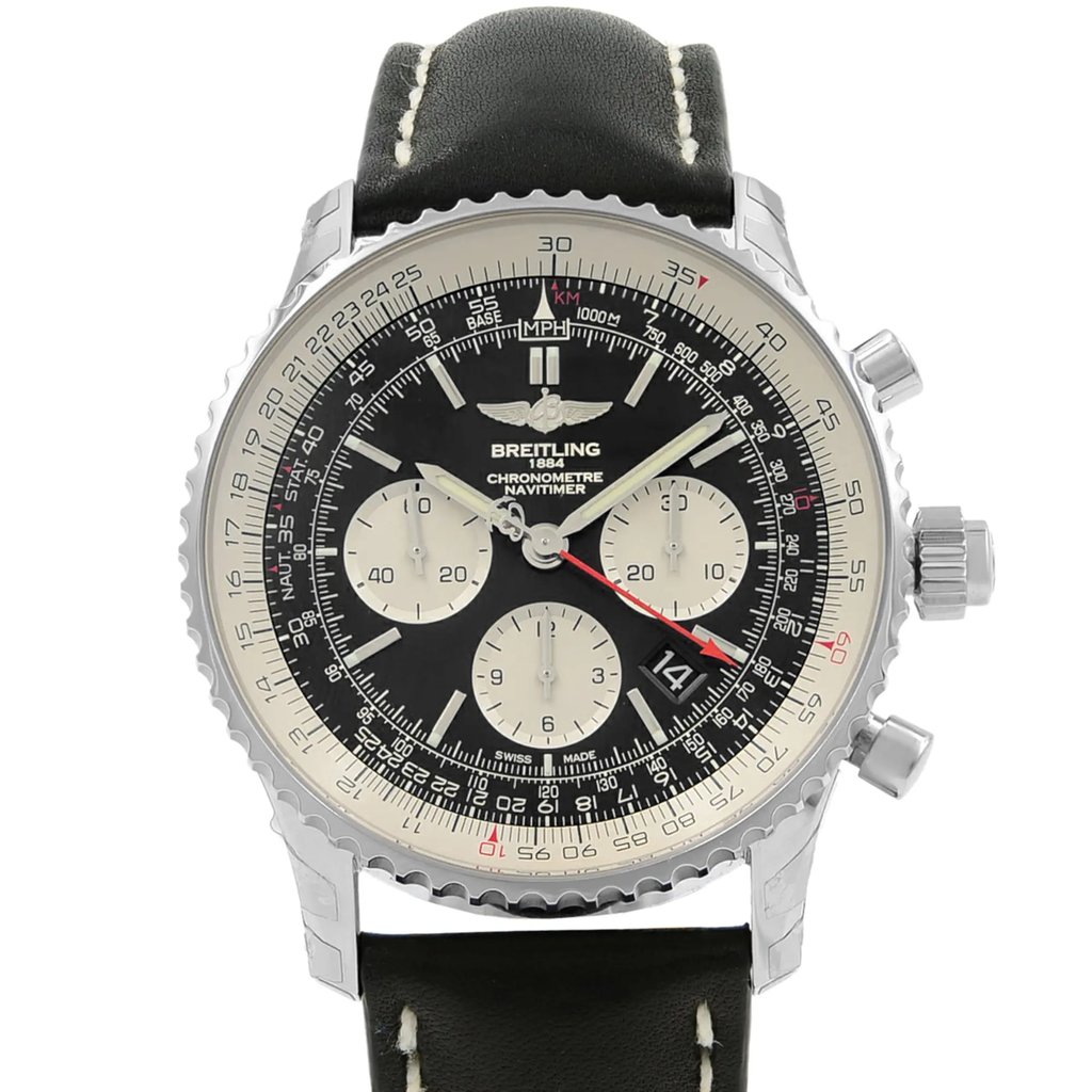 Up Close Front Facing Picture Of Breitling AB031021/BF77-441X Stainless Steel Watch Display Model Condition