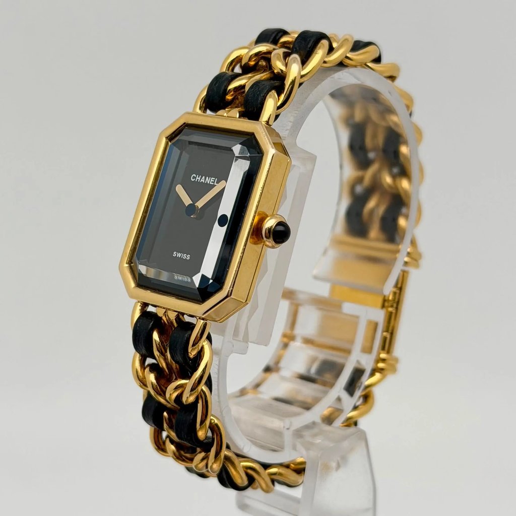 View Of Crown Facing Side Of CHANEL H0001 Gold Plated Watch Pre Owned Condition